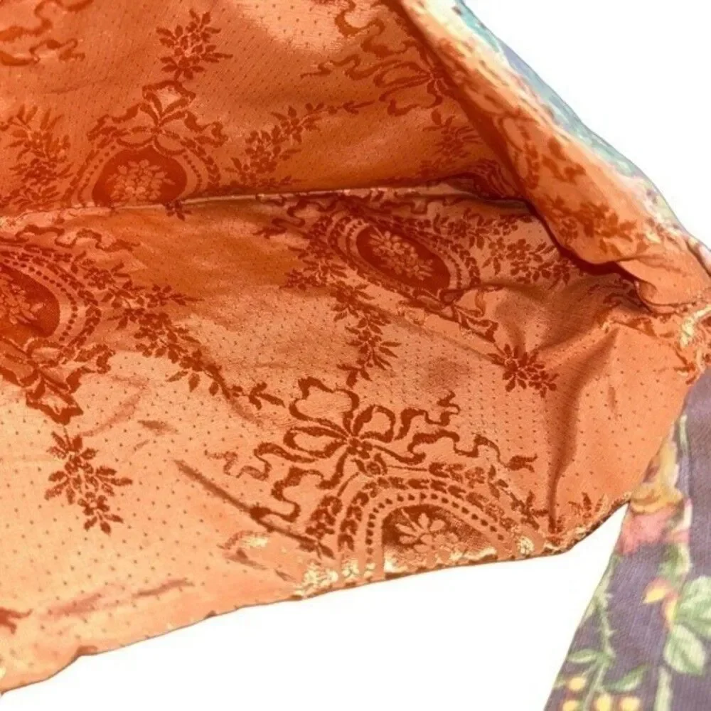 Unique Fabric Embroidered Floral Bathing Beauty Woman Shoulder Bag Purse NWOT